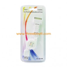 USB Cable 3 in 1 (mini/micro/iPhone/iPad) (เก็บสาย)